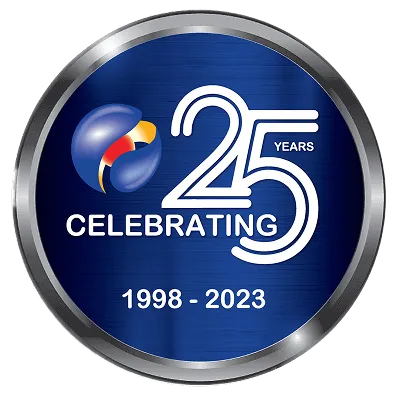 Australian Energy Systems 25 years anniversary badge, 1998 to 2023