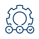 Blue gear icon with checklist dots representing service process