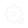 Gear icon with checkmark representing maintenance for commercial pool heating