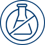 Reduced chemical use icon showing a flask with a strike-through line for the Ultra Premium Blue Pool Cover