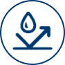 Evaporation reduction icon showing a water droplet with an upward arrow for the Ultra Premium Blue Pool Cover