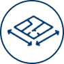Sizing icon showing a grid square with outward-pointing arrows for the Ultra Premium Blue Pool Cover