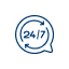 Blue 24/7 clock icon representing round-the-clock support, Ultra Premium Blue Pool Cover