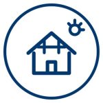 House with sun icon representing free energy from Ultra Solar Pool Heating
