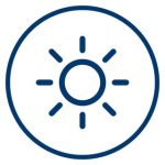 Sun icon representing warm climates suited to Ultra Solar Pool Heating