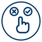 Hand pointing between a cross and checkmark icon, symbolizing choice for Ultra Solar Pool Heating