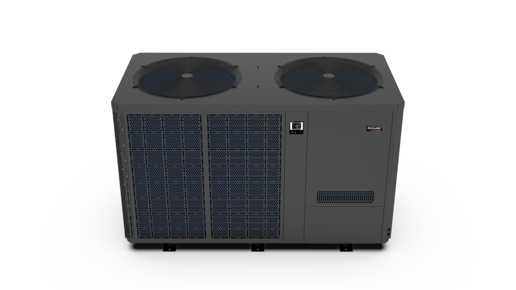 Grey pool heat pump unit with digital display and Fairland Full-Inverter logo